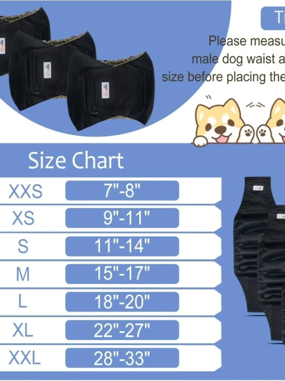 5 Dog Diapers Male Reusable Doggie Incontinence Excitable Urination Wrap Large L